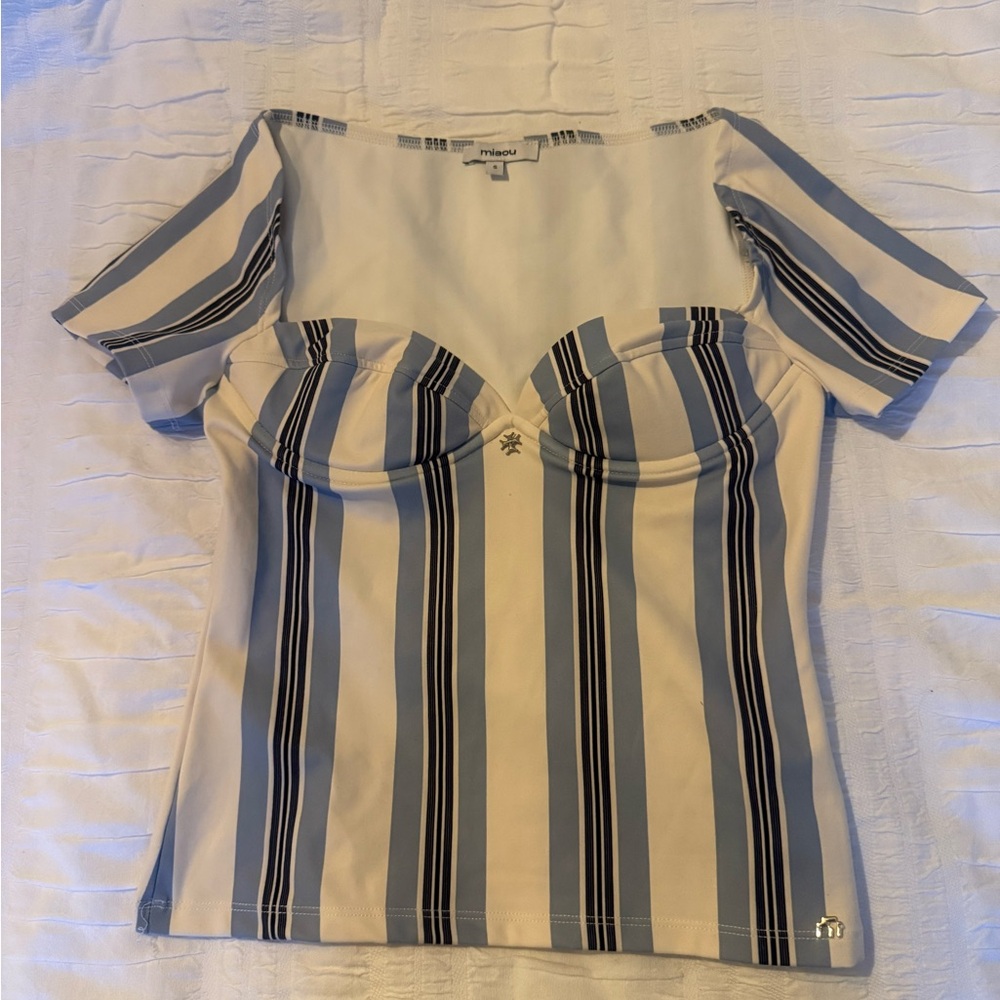 Miaou Olivia Top - Blue and Black Stripe